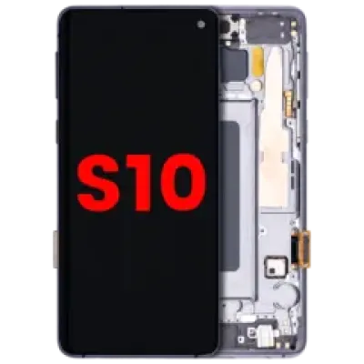 Дисплейний модуль (OLED) з рамкою для Samsung Galaxy S10 (Aftermarket Plus) (Prism / Ceramic Black)