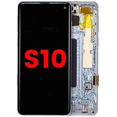Дисплейний модуль (OLED) з рамкою для Samsung Galaxy S10 (Aftermarket Plus) (Prism Blue)