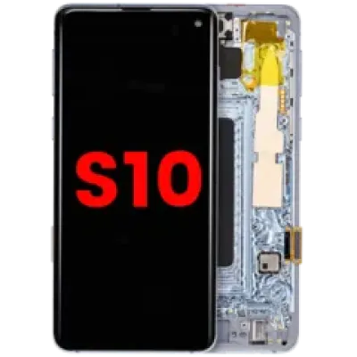 Дисплейний модуль (OLED) з рамкою для Samsung Galaxy S10 (Aftermarket Plus) (Prism Blue)