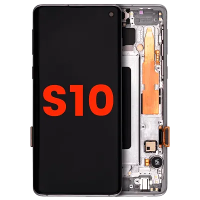 Дисплейний модуль (OLED) з рамкою для Samsung Galaxy S10 (Aftermarket Plus) (Prism White)