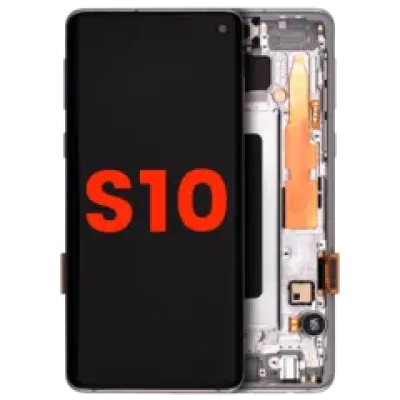 Дисплейний модуль (OLED) з рамкою для Samsung Galaxy S10 (Aftermarket Plus) (Prism White)
