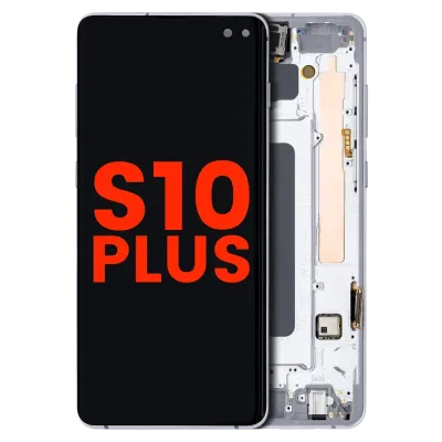 Дисплейний модуль (OLED) з рамкою для Samsung Galaxy S10 Plus (Aftermarket Plus) (Prism White)