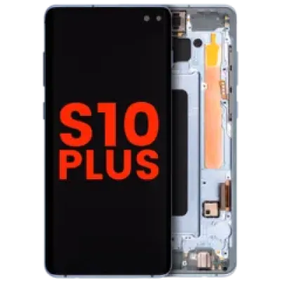 Дисплейний модуль (OLED) з рамкою для Samsung Galaxy S10 Plus (Aftermarket Plus) (Prism Blue)