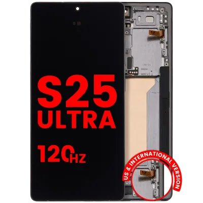 Дисплейний модуль (OLED) з рамкою для Samsung Galaxy S25 Ultra 5G (US & International) (Aftermarket Pro) (120Hz) (Titanium Jet Black)