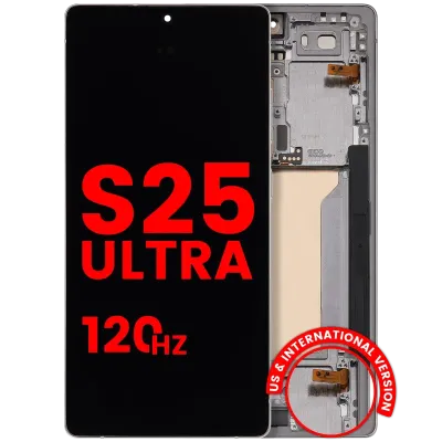 Дисплейний модуль (OLED) з рамкою для Samsung Galaxy S25 Ultra 5G (US & International) (Aftermarket Pro) (120Hz) (Titanium White Silver)