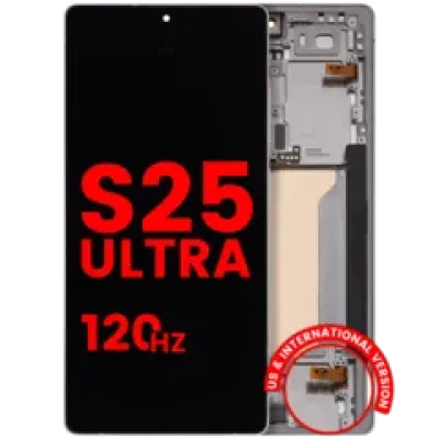 Дисплейний модуль (OLED) з рамкою для Samsung Galaxy S25 Ultra 5G (US & International) (Aftermarket Pro) (120Hz) (Titanium White Silver)