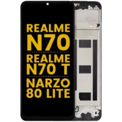 Дисплейний модуль (LCD) з рамкою для Realme Note 70 / Note 70 T / Narzo 80 Lite (Refurbished) (Всі кольори)