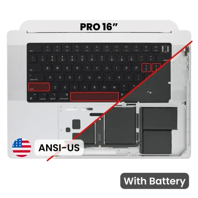 Top Case with Battery and Keyboard (ANSI US) For MacBook Pro 16" A2485 (2021) (Used OEM Pull: Grade B) (Silver)