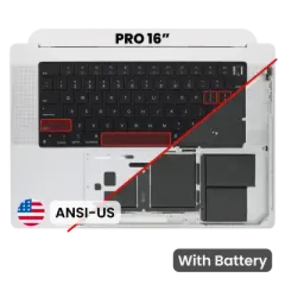 Топкейс з акумулятором і клавіатурою (ANSI US) для MacBook Pro 16" A2485 (2021) (Used OEM Pull: Grade B) (сріблястий)