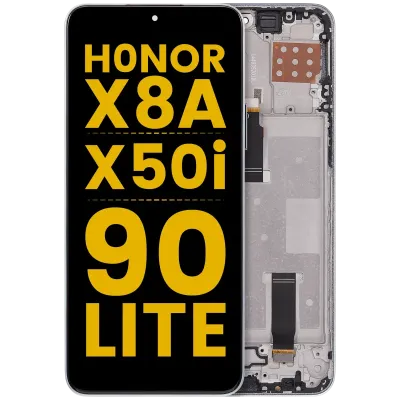 Дисплейний модуль (LCD) з рамкою для Honor X8A / X50i / 90 Lite (Refurbished) (Titanium Silver)