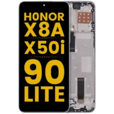 Дисплейний модуль (LCD) з рамкою для Honor X8A / X50i / 90 Lite (Refurbished) (Titanium Silver)