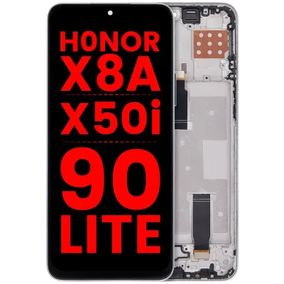 Дисплейний модуль (LCD) з рамкою для Honor X8A / X50i / 90 Lite (Aftermarket Plus) (Titanium Silver)