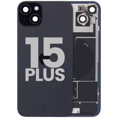 Back Glass w/ MagSafe Magnet & NFC & Flashlight Flex For iPhone 15 Plus (Used OEM Pull: Grade B) (Black)