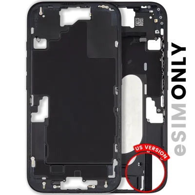 Mid-Frame Housing W/ Small Parts For iPhone 16 (US Version) (Used OEM Pull: Grade A) (Black)