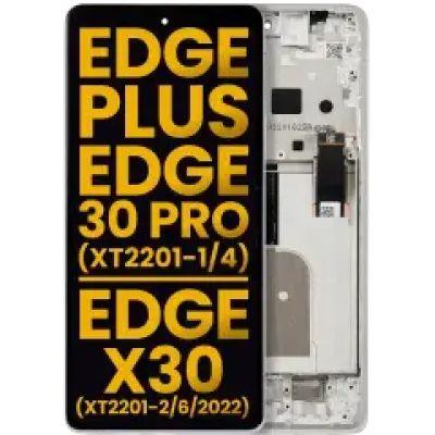 Дисплейний модуль з рамкою для Motorola Moto Edge Plus / Edge 30 Pro (XT2201-1/4) / Edge X30 5G (XT2201-2/6 /2022) (Refurbished) (Stardust White)