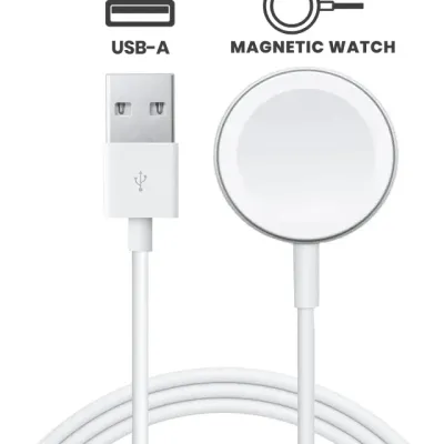 Магнітний кабель зарядки годинника Apple USB-A для All Watch Series (1м / 3 ft) (новий оригінал, оптова упаковка)