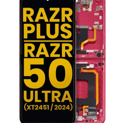 Дисплейний модуль OLED з рамкою для Motorola Razr Plus 2024 / Razr 50 Ultra (XT2451 / 2024) / Razr Plus 2025 (XT2557) (Refurbished) (Hot Pink)