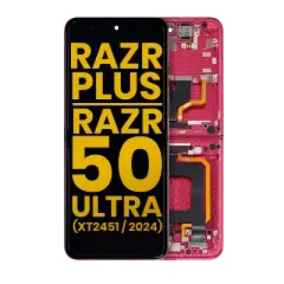 Дисплейний модуль OLED з рамкою для Motorola Razr Plus 2024 / Razr 50 Ultra (XT2451 / 2024) / Razr Plus 2025 (XT2557) (Refurbished) (Hot Pink)