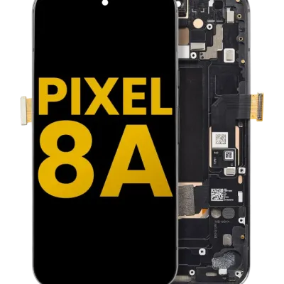 Дисплейний модуль OLED з рамкою (з датчиком відбитків) для Google Pixel 8A (Refurbished) (Obsidian)