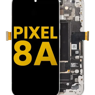 OLED Assembly With Frame (With Fingerprint Sensor) For Google Pixel 8A (Refurbished) (Porcelain)