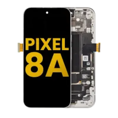 Дисплейний модуль OLED з рамкою (з датчиком відбитків) для Google Pixel 8A (Refurbished) (Porcelain)