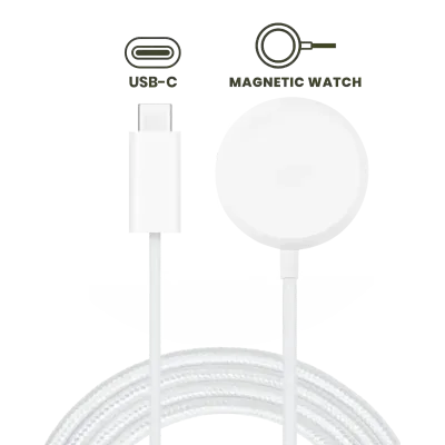 Кабель зарядки USB-C магнітний для Google Pixel Watch Series 1 (1 м / 3 ft) (OEM Grade A, Bulk Packaging)