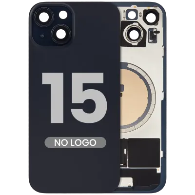 Заднє скло з магнітом MagSafe для iPhone 15 (No Logo) (Aftermarket) (чорний)