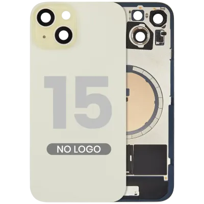 Заднє скло з магнітом MagSafe для iPhone 15 (No Logo) (Aftermarket) (жовтий)