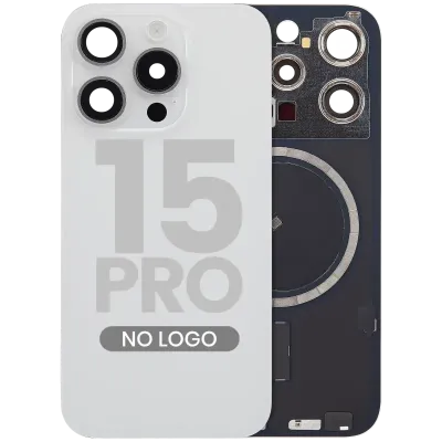 Заднє скло з магнітом MagSafe для iPhone 15 Pro (No Logo) (Aftermarket) (White Titanium)