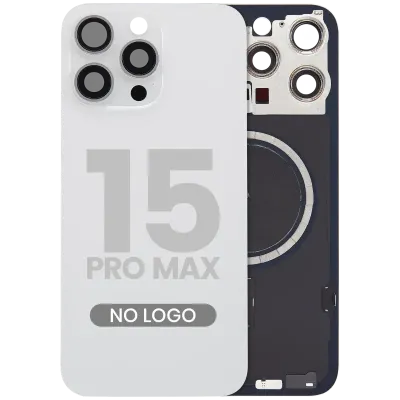 Заднє скло з магнітом MagSafe для iPhone 15 Pro Max (No Logo) (Aftermarket) (White Titanium)