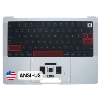 Топкейс з акумулятором і клавіатурою (ANSI US) для MacBook Pro 14" A3426 / A3427 (2026) M5 Pro / Max (Genuine OEM) (сріблястий)