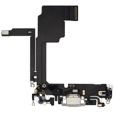 Charging Port Flex Cable For iPhone 15 Pro (Used OEM Pull) (White Titanium)