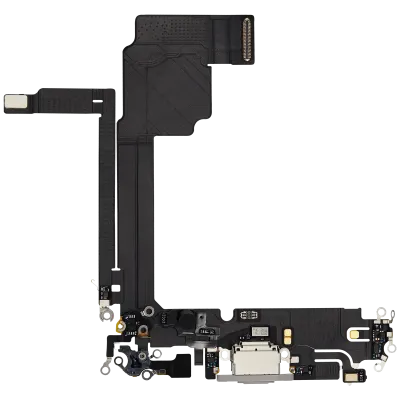 Charging Port Flex Cable For iPhone 15 Pro Max (Used OEM Pull) (White Titanium)