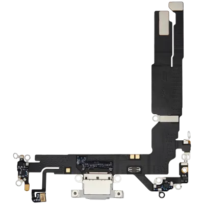 Charging Port Flex Cable For iPhone 16 (Used OEM Pull) (White)