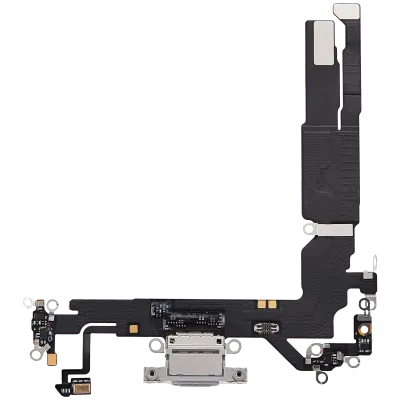 Charging Port Flex Cable For iPhone 17 (Used OEM Pull) (White)