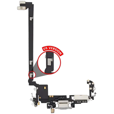 Charging Port Flex Cable For iPhone 17 Pro Max (Used OEM Pull) (US Version) (Silver)