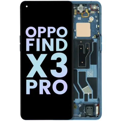 Дисплейний модуль (OLED) з рамкою для Oppo Find X3 Pro (2021) (Service Pack) (синій)