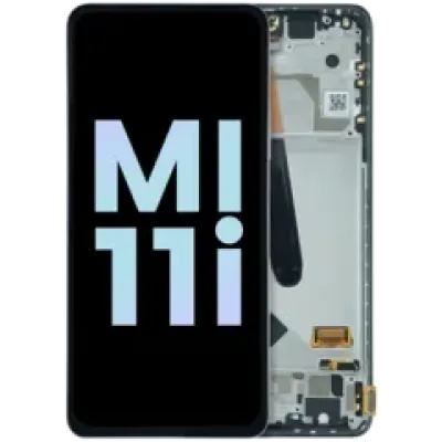 Дисплейний модуль (OLED) з рамкою для Xiaomi Mi 11i (Service Pack) (Frosty White)