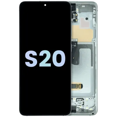 Дисплейний модуль (OLED) з рамкою для Samsung Galaxy S20 (Service Pack) (Cloud White)