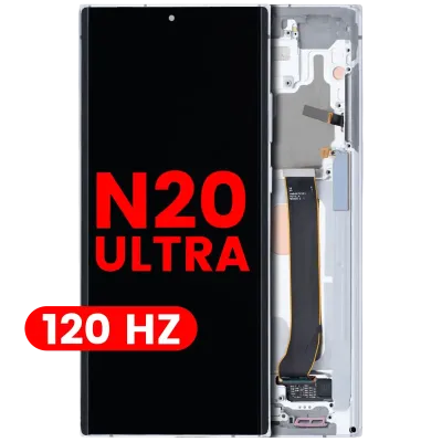 Дисплейний модуль (OLED) з рамкою для Samsung Galaxy Note 20 Ultra 5G (Aftermarket Plus) (120Hz) (Mystic White)
