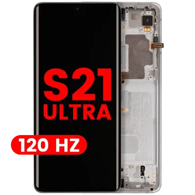 Дисплейний модуль (OLED) з рамкою для Samsung Galaxy S21 Ultra 5G (Aftermarket Plus) (120Hz) (Phantom Silver)