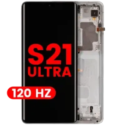 Дисплейний модуль (OLED) з рамкою для Samsung Galaxy S21 Ultra 5G (Aftermarket Plus) (120Hz) (Phantom Silver)