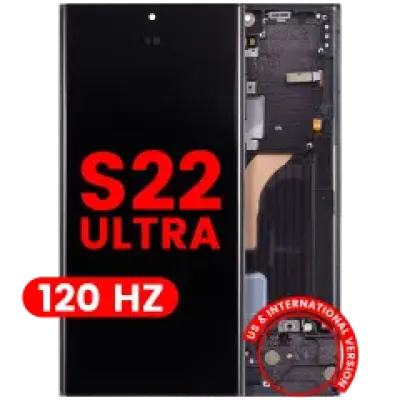 Дисплейний модуль (OLED) з рамкою для Samsung Galaxy S22 Ultra 5G (US & International Version) (Aftermarket Plus) (120Hz) (Phantom Black)
