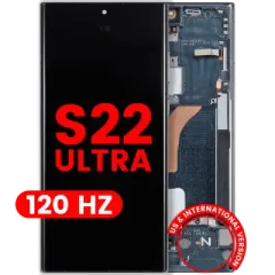 Дисплейний модуль (OLED) з рамкою для Samsung Galaxy S22 Ultra 5G (US & International Version) (Aftermarket Plus) (120Hz) (зелений)