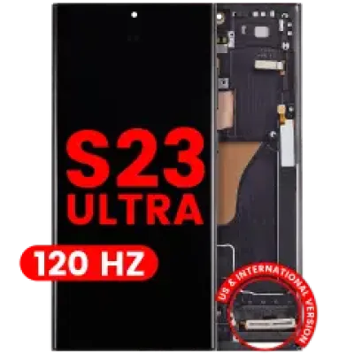 Дисплейний модуль (OLED) з рамкою для Samsung Galaxy S23 Ultra (US & International) (Aftermarket Plus) (120Hz) (Phantom Black)