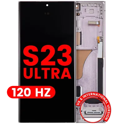 Дисплейний модуль (OLED) з рамкою для Samsung Galaxy S23 Ultra (US & International) (Aftermarket Plus) (120Hz) (Lavender)