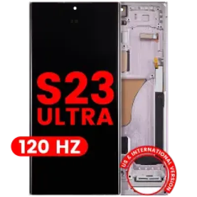 Дисплейний модуль (OLED) з рамкою для Samsung Galaxy S23 Ultra (US & International) (Aftermarket Plus) (120Hz) (Lavender)