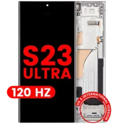 Дисплейний модуль (OLED) з рамкою для Samsung Galaxy S23 Ultra (US & International) (Aftermarket Plus) (120Hz) (Sky Blue)