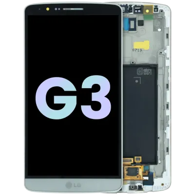Дисплейний модуль (LCD) з рамкою для LG G3 (Genuine OEM) (білий)
