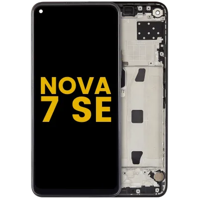 Дисплейний модуль (LCD) з рамкою для Huawei Nova 7 SE (2020) (Refurbished) (чорний)